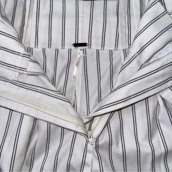 Free People Ultra High Rise Wide Leg Crop Pant White Striped Boho Pants Belted - Picture 6 of 11